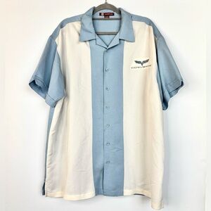 Corvette Logo Light Blue White Men's Retro 90’s Rockabilly Bowling Shirt 2X‎